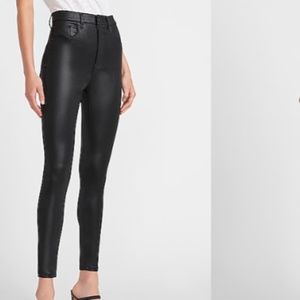 NWOT Women’s Express Super High Waisted Black Coated Skinny Jeans – Sz. 12R